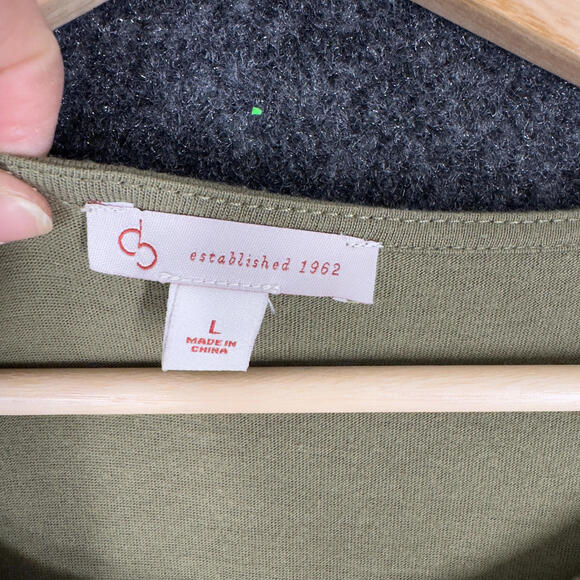 Dressbarn T-Shirt Women L Large Green Rhinestone Short Sleeve Rayon Casual - Picture 5 of 7